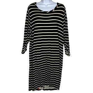 Talbots Black French Terry Striped Shift Dress Womens 2X